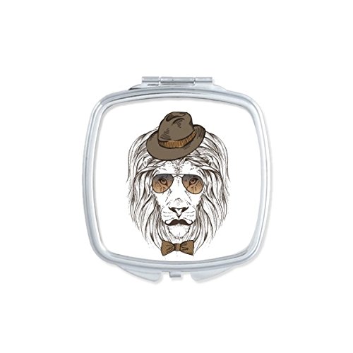 Miroir compact carré haute clarté lion au style britannique pour maquillage de précision