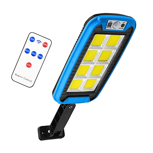 jojomis Luces solares de jardín LED con sensor de movimiento, luz de pared azul 240COB 8Grid 410x145x35mm