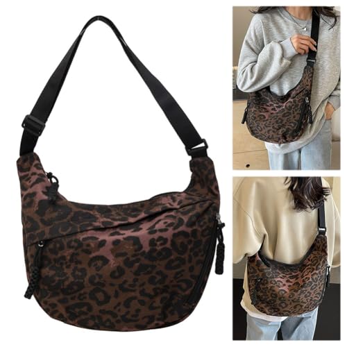 Leopard Print Half Moon Shoulder Bag Large Crossbody Bag for Women (Coffee) (bag)2