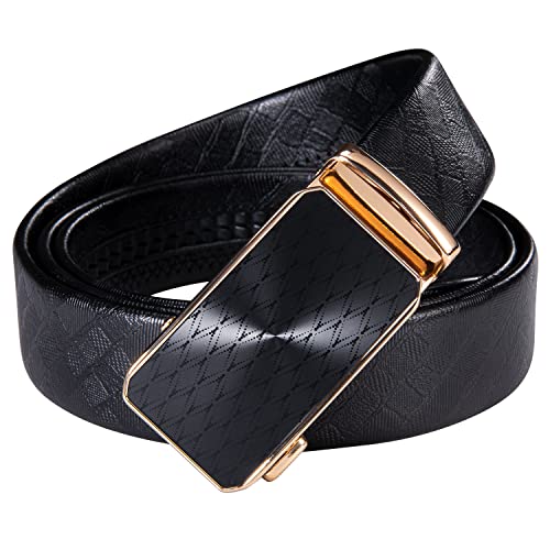 Image of Dubulle Designer Men's Belts, Ratchet Leather Sliding Buckle Dress Belt | 1 3 /8 inch(3.5cm) Genuine Leather Adjustable Strap, Automatic Ratcheting Buckles, Gift‑Boxed, Trim to Fit, for Business Casual