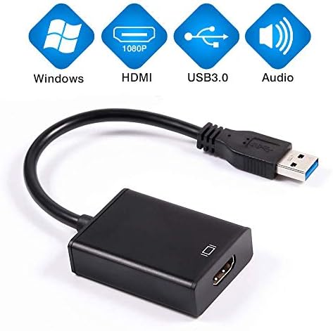 USB to HDMI Adapter, Ucaca USB 3.0 to HDMI Adapter 1080P Video Graphics Cable Adapter, Desktop Laptop PC to Monitor Projector HDTV (Windows 7 8 10)