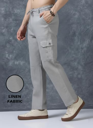 Image of Men's Multi Color Cargo Casual Trousers | Men's Regular Fit Straight Pants | Comfortable Stylish Cargo for Men | Soft Fabric for Everyday Wear, Travel & Office | Linen Cotton Bottom Wear