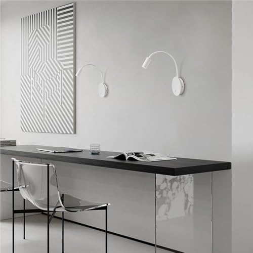 Applique murale de lecture moderne blanche avec lampe de mur orientable