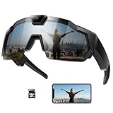 ZEYEHU Gafas de cámara inteligente para deportes de acción, gafas de grabación de video HD con memoria de 64 GB, gafas de sol de cámara de audio de acción para hombres y mujeres al aire libre (negro)