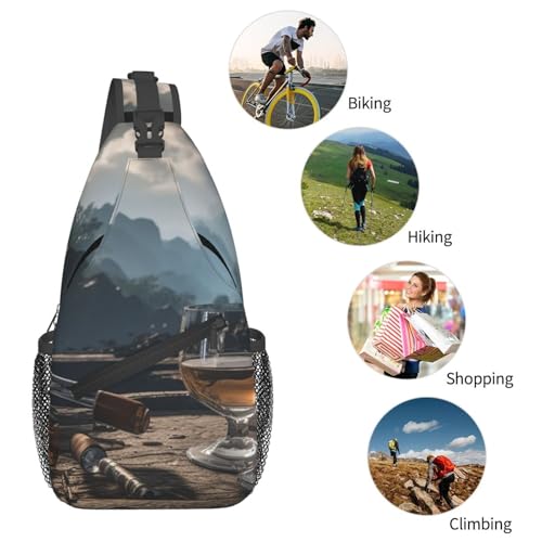 Mochila Crossbody de Pecho Diagonal Negro miniatura 5