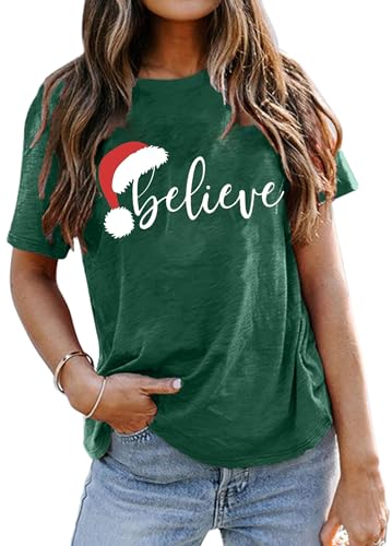Christmas Shirts for Women Nurse Christmas Tee Shirt Christmas Nurse Vacation Tops Green-b — view 2