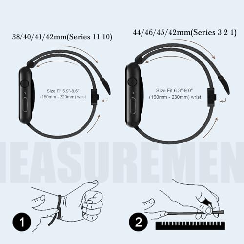 Braided Bands and Case for Apple Watch Bands for Women 40mm 44mm 46mm 42mm 45mm 41mm 38mm Men,Magnetic Nylon Sport Stretchy Solo Loop Elastic Strap with Cover for iWatch Series 11 10 9 8 7 6 5 4 3 SE by DMVEIMAL - Used condition - Image 5
