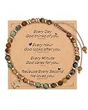 SOVYTH Pulsera de cruz de piedra natural para mujer, pulsera comunión regalo bautizo confirmación, pulsera cruzada cristiana, pulsera ajustable piedras naturales