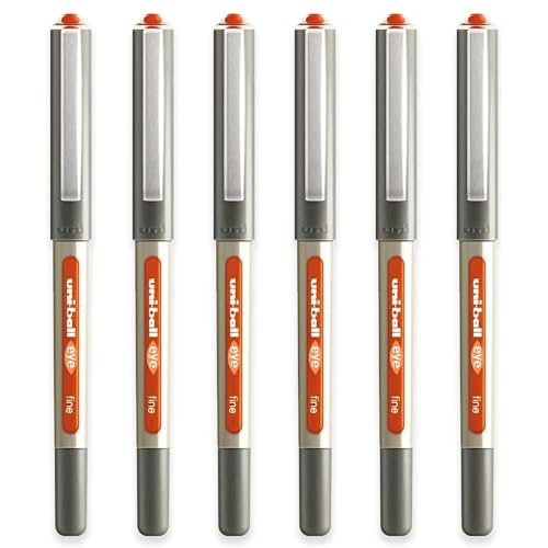 Image of uni-ball EYE - UB-157 Rollerball Pens - 0.7mm Nib - In Gift Box Packaging (Pack of 6, Orange)