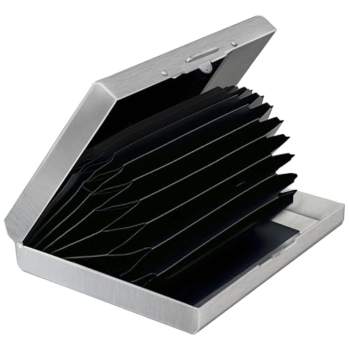 MyGadget Wallet Metálico 10 Tarjetas con Bloqueo NFC   Slim Tarjetero Anti RFID   Porta Tarjetas de Crédito para Hombre Mujer   Cartera Plateado