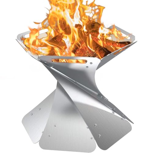 Outdoor Fire Pits Outdoor Foldable Stainless Firepit, Durable, Space Saving and Easy to Carry.Outdoor Fire Pit, Modern Deautiful Artistic Appearance, Suitable for Garden Parties and Outdoor Camping