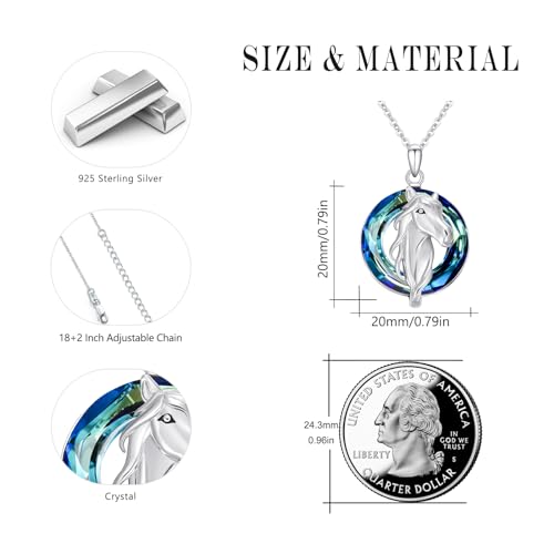Collier cheval en argent 925, pendentif lune celtique finement ciselé