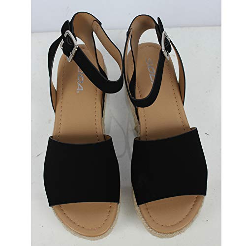 Image of Soda Topic Open Toe Buckle Ankle Strap Espadrilles Flatform Wedge Casual Sandal