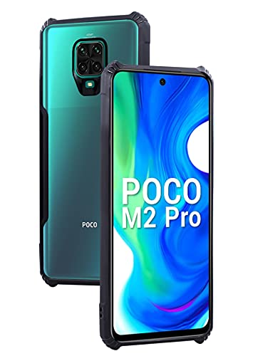 Image of Jkobi Back Cover Case for Poco M2 Pro (Crystal Glass Back | Camera Protection | Shockproof Bumpers | Professional Black)