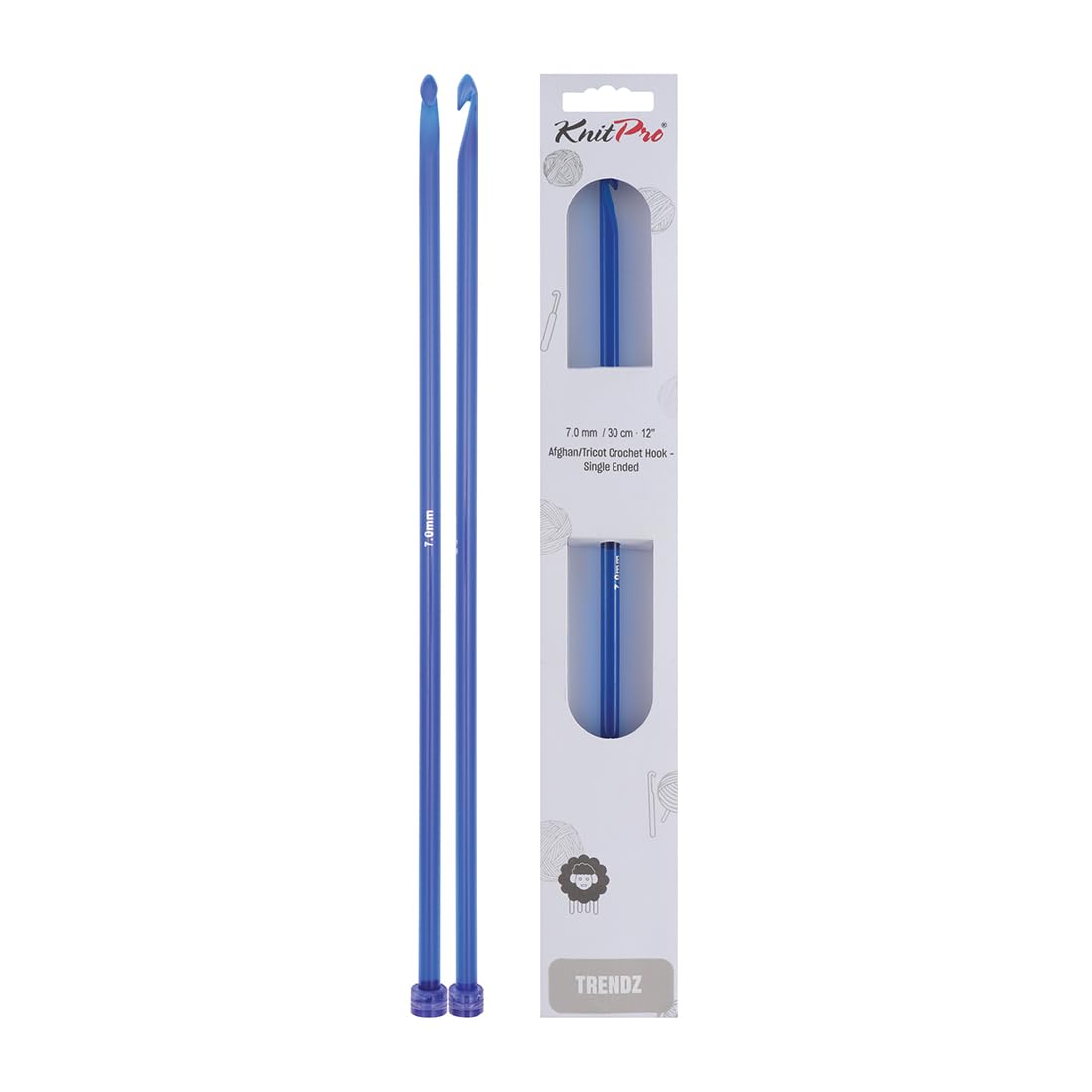 Knit Pro KP51405 7 mm Single Ended Tricot/Afghan Crochet Hook, Multi-Colour