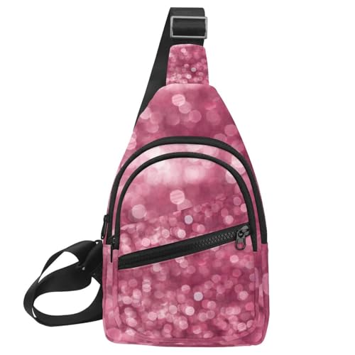 Bolso bandolera para mujer con purpurina rosa brillante y correa ajustable para viajar