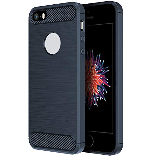 Simpeak Funda Compatible con iPhone SE/5S/5, Funda Compatible con Apple iPhone 5S/SE/5 Carcasas Compatible con iPhone 5S/5 Funda Cases Suave TPU Anti Deslizamiento, Azul