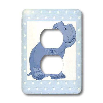 Cache pour 2 prises motif hippopotame bleu au design unique 3dRose
