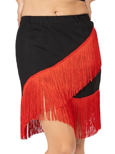 IKAANYA Women Skirt with Fringe or Tassels - Ideal for Salsa, Tan...