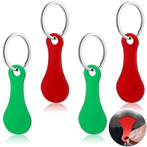 Image of Shimeyao 4 Pcs Portable Aluminum Alloy Keyring Shopping Cart Trolley Tokens Quarter Keychains Gift for Men Women Valentines