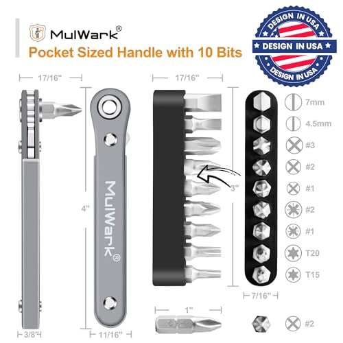 image for MULWARK 11pc Right Angle Screwdriver 1/4 Mini Ratchet Wrench Close Qua