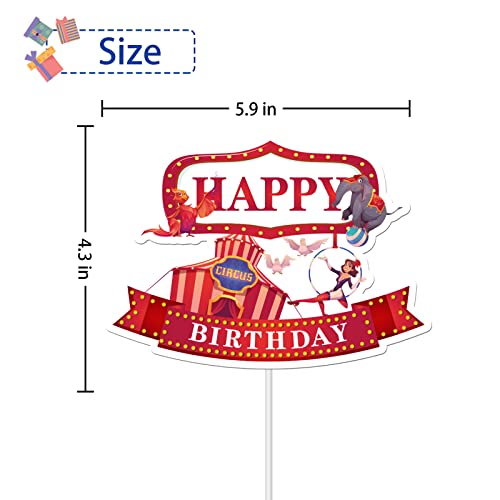 Roadsea Circus Happy Birthday Cake Topper - Kid Boy Girl Birthday Party Cake Supplies - Carnival Themed Amusement Park Birthday Party Decorations - Multicolour #TOP2