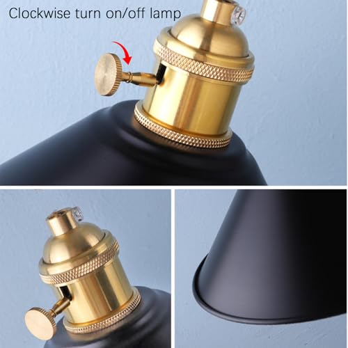 Luz de pared vintage E27 con interruptor propio aplique orientable blanco para lectura 4
