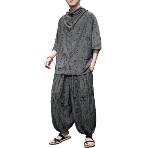 Ensemble t-shirt en soie style chinois homme et pantalon de jogging chic