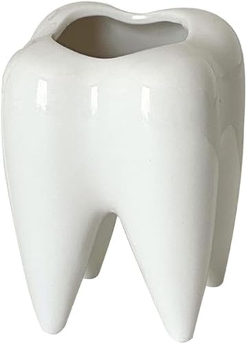 Portalápices de cerámica, soporte para lápices en forma de diente, divertido soporte de cerámica con forma de diente, accesorios de escritorio para