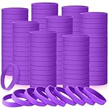 Liliful 50 Pcs Plain Silicone Rubber Bracelets Elastic Rubber Wristbands Blank Colored Bracelet Sports Bands for Stretch Wristband Wrist Bands for Women Men Party Gifts(Purple)