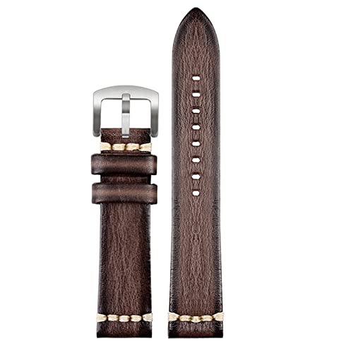 Bracelet de montre homme cuir véritable 24mm vert pour Citizen et Huawei GT
