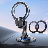 pop-tech for MagSafe Adhesive Car Mount, Strong Magnets Car Phone Holder Mount for Dashboard, 360° Rotation Magnetic Cell Phone Dash Holder Curved Fit for iPhone 16 Pro Max 15 14 13 12 Series