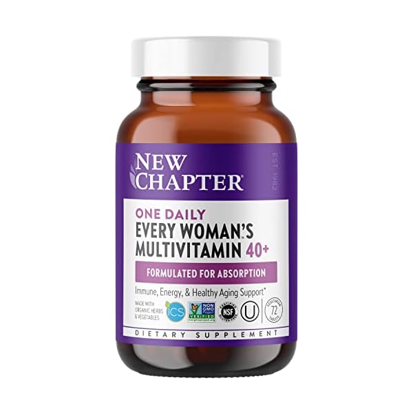 New Chapter Women's Multivitamin 40 plus for Energy, Healthy Aging + Immune Support with 20+ Nutrients -- Every Woman's One Daily 40+, Gentle on the Stomach, 72 Count