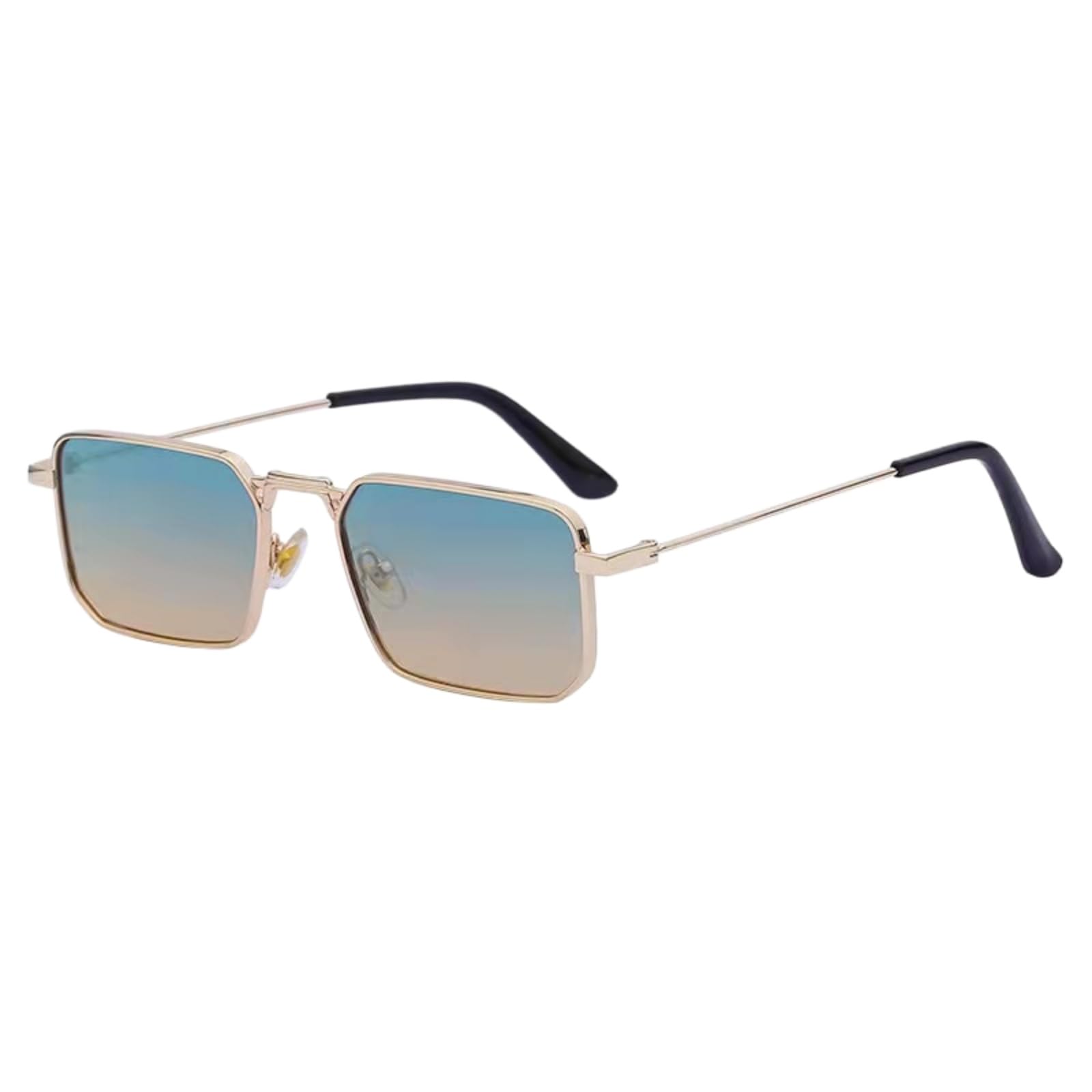 Occhiali da Sole Rettangolo per Donne Uomini, Quadrati Retro con Telaio in Metallo Uv400, di Moda Indossare All'aperto-9-Other