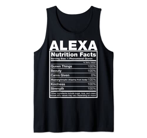 Alexa Nutrition Facts - Camiseta de cumpleaños con nombre de Alexa Camiseta sin Mangas