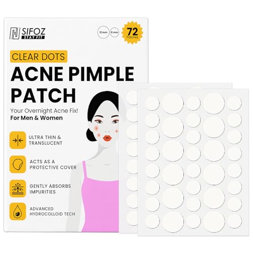 Image of Sifoz Acne Pimple Patch for Face - 72 Hydrocolloid Patches, Waterproof Overnight Treatment, Absorbs Oil, Reduces Scarring, Suitable for All Skin Types