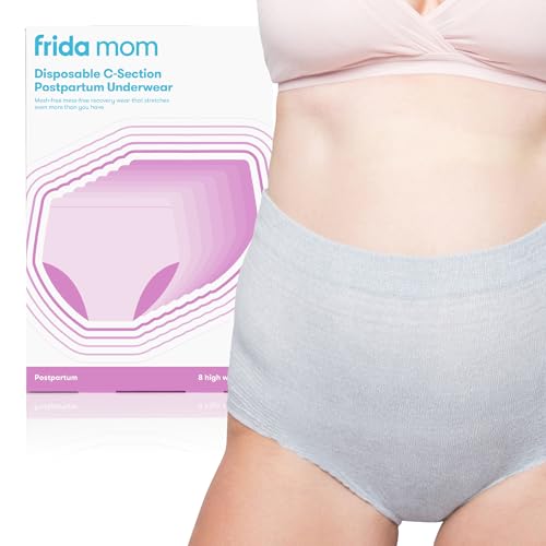 Image of Frida Mom Women's Postpartum Underwear for C-Section Recovery, Disposable High Waist Size Regular (Waist 28"-42" Stretched), Grey