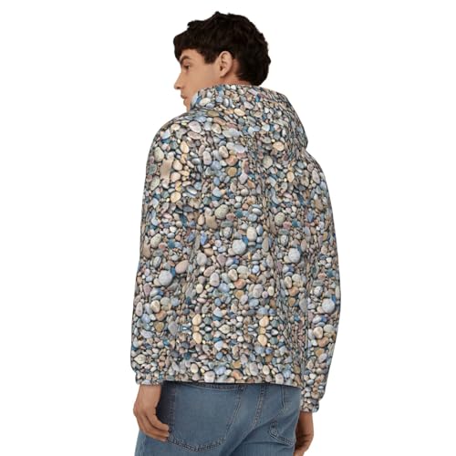 Sweat à capuche manches longues imprimé galets style décontracté - 3
