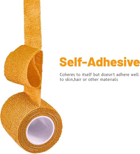 Image of A-Tape Breathable Self Adhesive Cohesive Bandage for Humans & Pets (Dogs, Cats, Birds) -Sports, Wrap, Athletic, Non Woven First Aid Medical, Wrist, Swelling (10 cm X 4.5 mtr) (Pack Of 2, Orange)