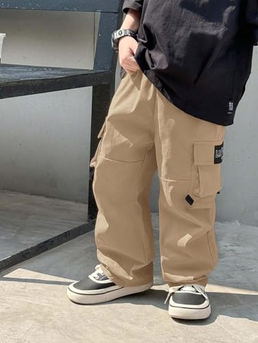 Image of Lymio Junior's Boys Cargo Pants | Stylish Cotton Blend Casual Trousers for Kids | Relaxed Fit Junior Boy Cargo Pant | Trendy Kids Streetwear Joggers with Multi-Pockets