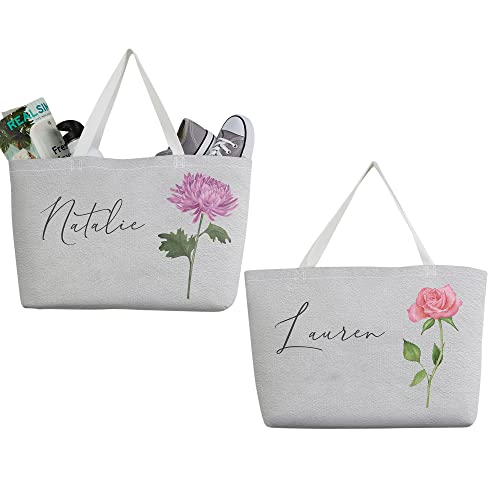 Personalization Universe Birth Month Flower Personalized Tote Bag