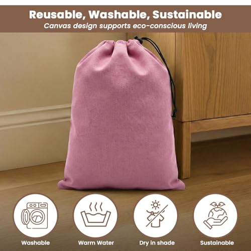 Image of LFH Cotton Rich Shoe Storage Bags with Drawstring, Dustproof Breathable Reusable Organizer, Perfect For Travel, Dorm, Hotel, College, Gym, Easy to Carry, Machine Washable 12 inchx17 inch (Pack of 2) - Pink