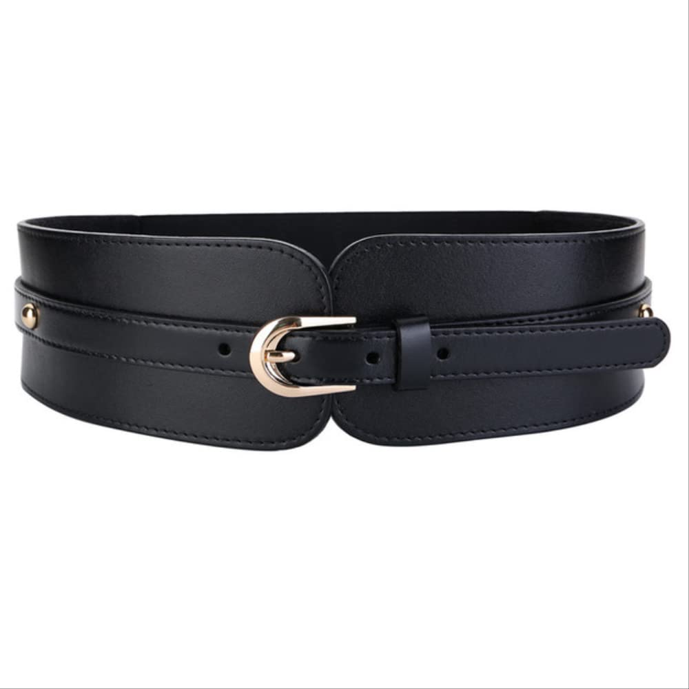 Gürtel für Damen Kleid Loses Band Breiter Kummerbund Schwarz Lässige Rockknöpfe Dekorative Bünde Personalisierter Elastischer Kummerbund Taillenkorsettgürtel