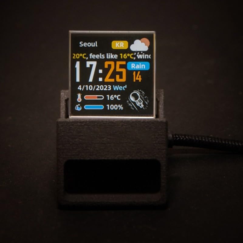 3D Hologramm Uhr Wetteranzeige GIF Animation(black)