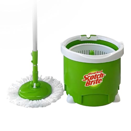 3M Scotch-Brite Compact And Lightweight Single Bucket Microfiber Spin Mop Set (Refill Available)