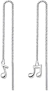 Yaneno 925 Sterling Silver Needle Dangle Chain Drop Threader Pull Through Tassel Earrings for Women