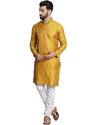 Image of SOJANYA (Since 1958 Men's Silk Blend self Design Kurta and Churidar Pyjama Set