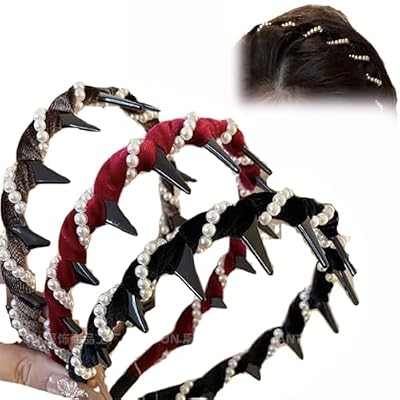 JUKOOE High Crown Pearl Hairband, Vintage High Crown Artificial Pearl Headpiece, Elegant Choice for Women