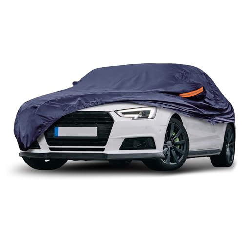 Image of Navy Blue Heavy Duty Waterproof Car Cover for Sedan 185 inch-191 inch - All-Weather UV Protected Outdoor Full Exterior Cover with Sun /Snow /Rain Resistance