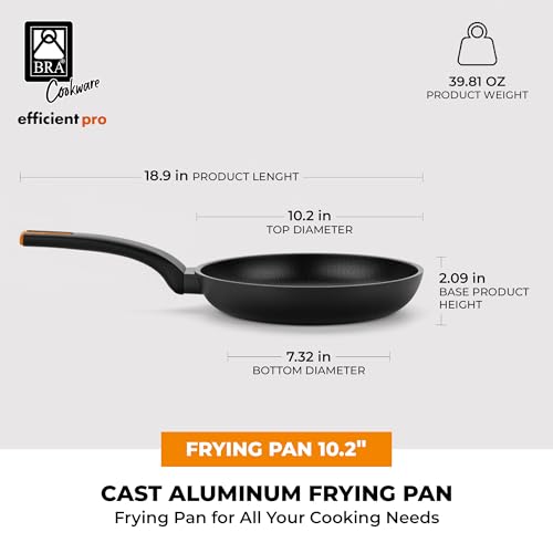 Image of BRA COOKWARE Efficient Pro Nonstick Frying Pan | 10.2 inches Cast Aluminum Skillet | 3-Layer Scratch Resistant Coating Frypan | PFOA Free | All Cooktops Frying Skillet | Heat-Resistant Handle